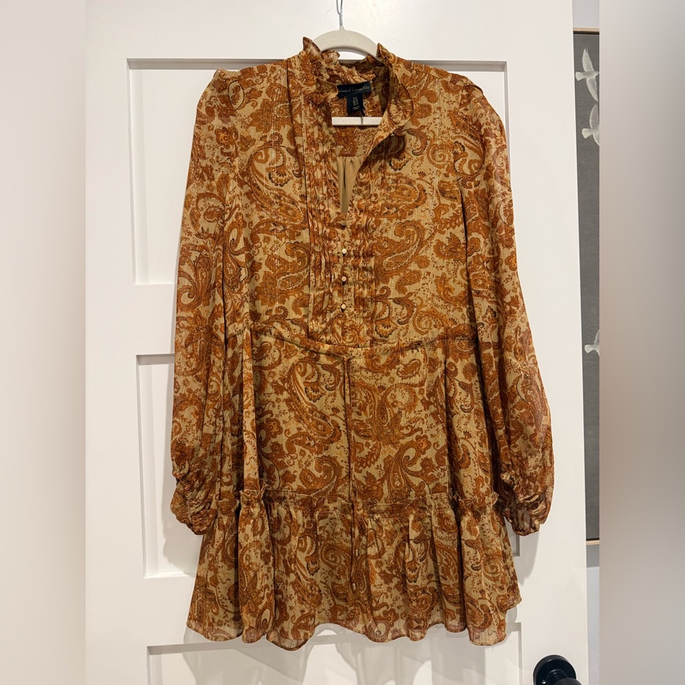 House of Harlow 1960 Rust Paisley Long Sleeve Dress